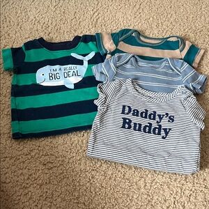 Carter's Blue and Green Striped Bodysuits